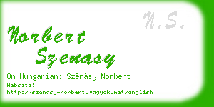 norbert szenasy business card