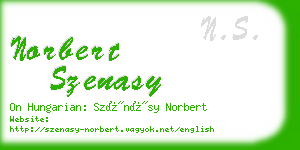 norbert szenasy business card